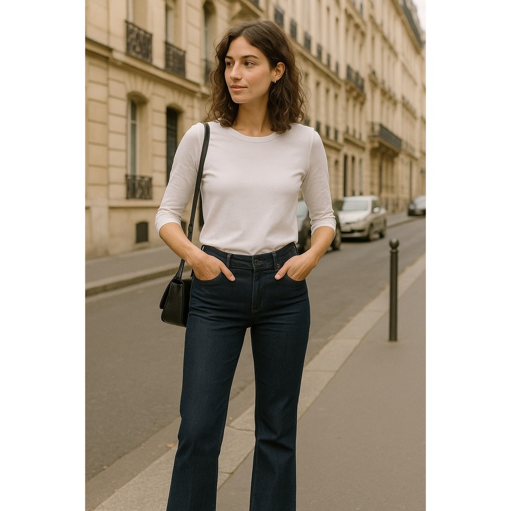 LOFT Women's Dark‎ Wash Denim Flare Leg Jeans Career Casual